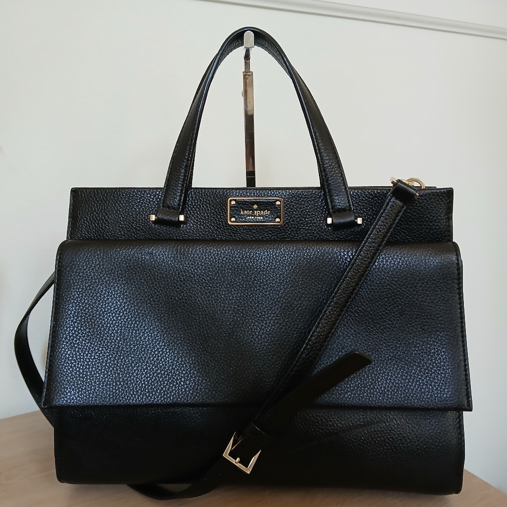 Kate Spade Carena Kay Street Pebble Handbag Purse Black Leather Satchel